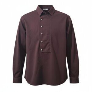 WAH Maker Western Bib Shirt Mens Size Large Skully Brown Button Front USA Made